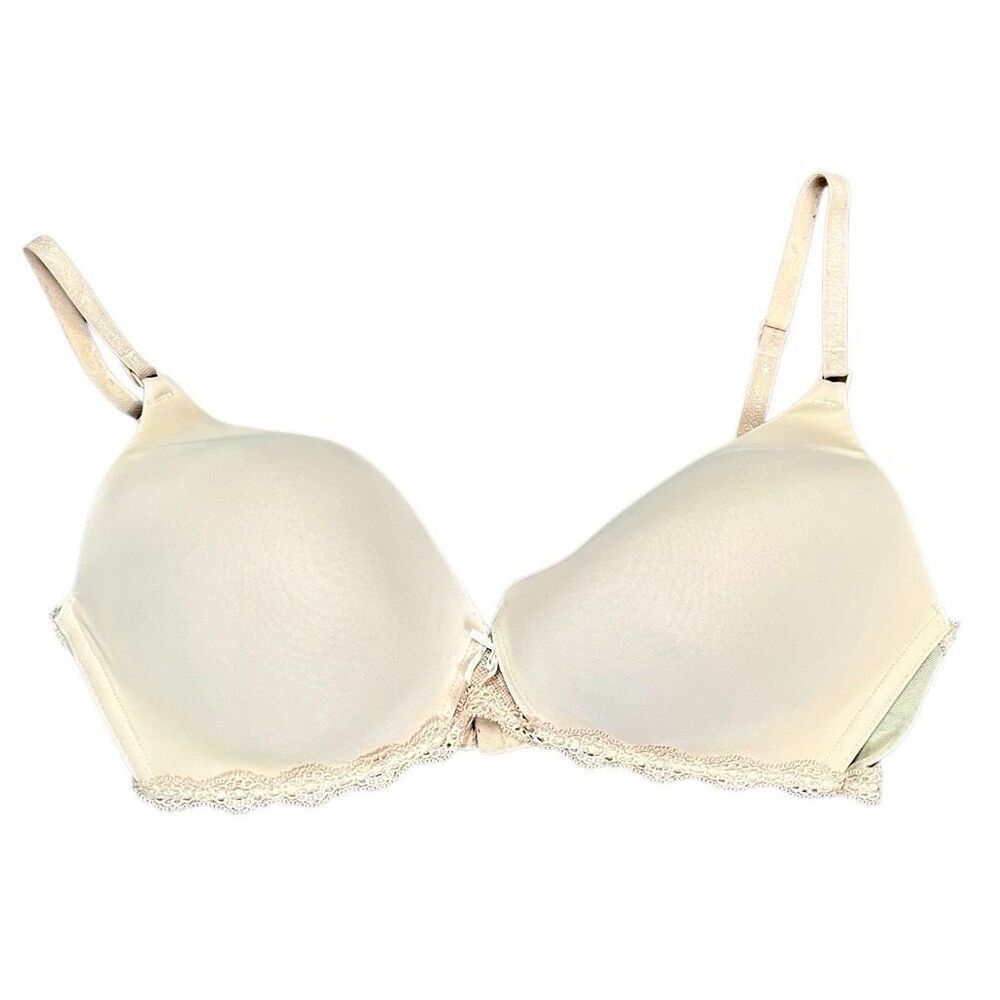 Victoria’s Secret Angel Cream Simple Lace Trim Bra 34D
